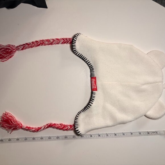 Coca-Cola White Polar Bear Hat with Red Tassels, OS - Picture 3 of 5